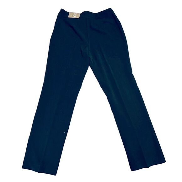 JM Collection Black Pull on Tummy Control Slim Leg Trousers Pants Size 8 Petite - Picture 2 of 10